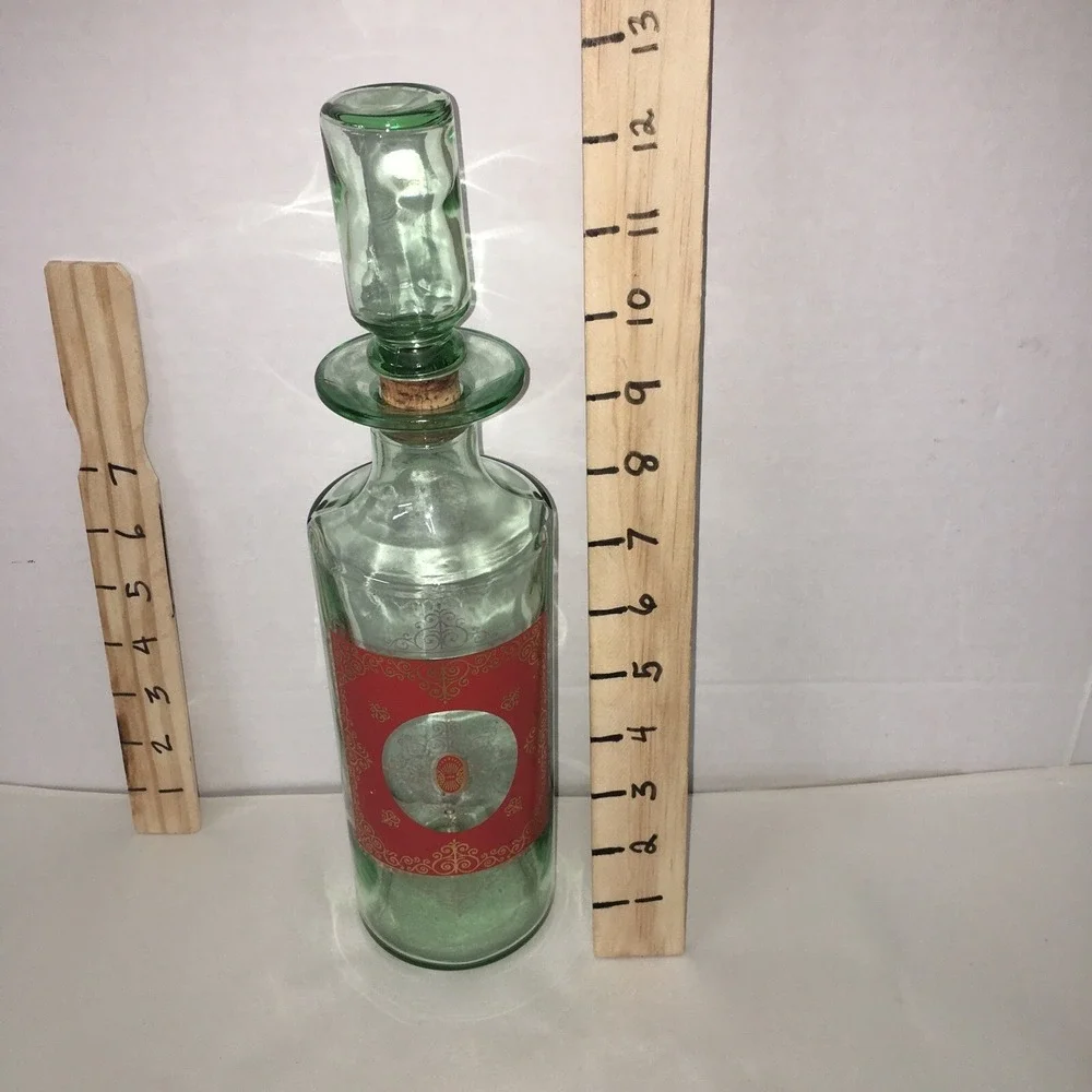 Vintage Glass Green Old Fitzgerald Decanter Bottle  1960's  Vintage‎